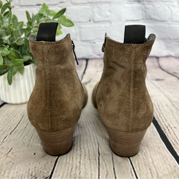Aquatalia Famous Suede Ankle Boots Block Heel Booties Brown Sz 10 - Picture 8 of 16